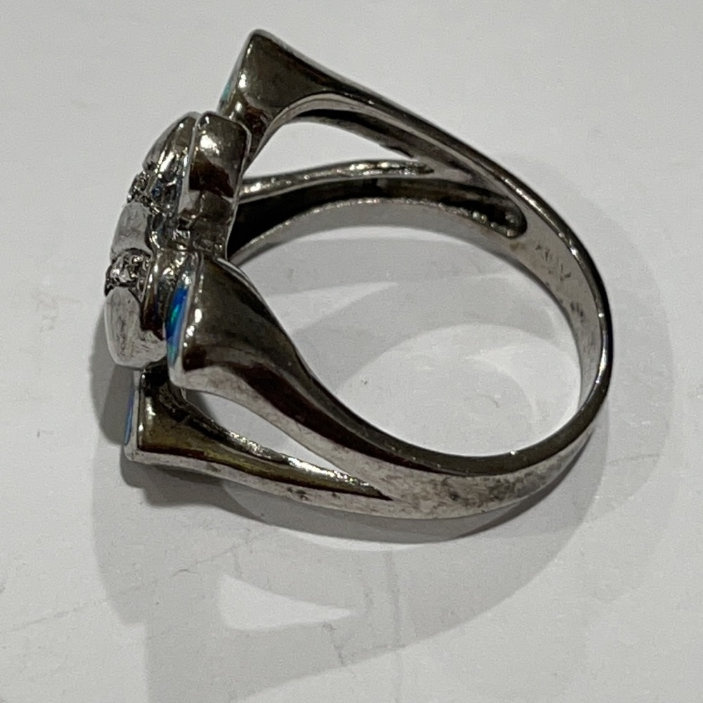 925 Sterling Silver Opal Turtle Ring - image 3